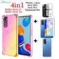 BLKNAIM (4-in-1) For Xiaomi Redmi Note 11 Case Anti-fall Color Mobile Phone + Full Screen clear Tempered Glass Film + Carbon Fiber Back Film + Lens Film. 