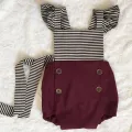 Cute Toddler Baby Girl Clothes Bodysuit Hairband Sunsuit Outfits Set Jumpsuit for baby kids Striped Bebe Girls Clothing Newborn. 