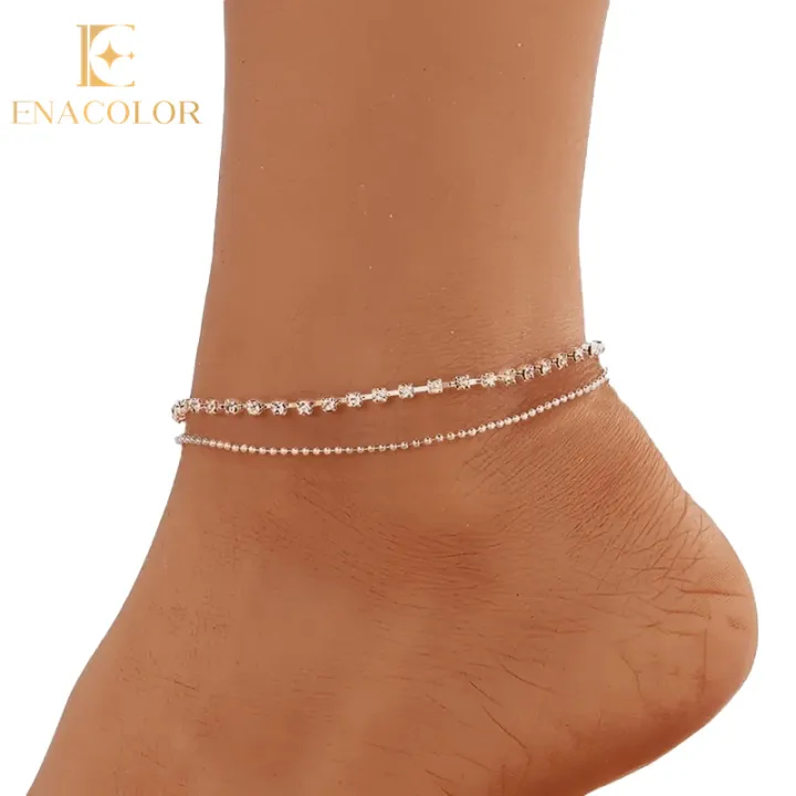 Enacolor%20%20%20Summer%20Beach%20Anklets%20Metal%20Chain%20Bead%20Chain%20Anklets%20-%20Image%202