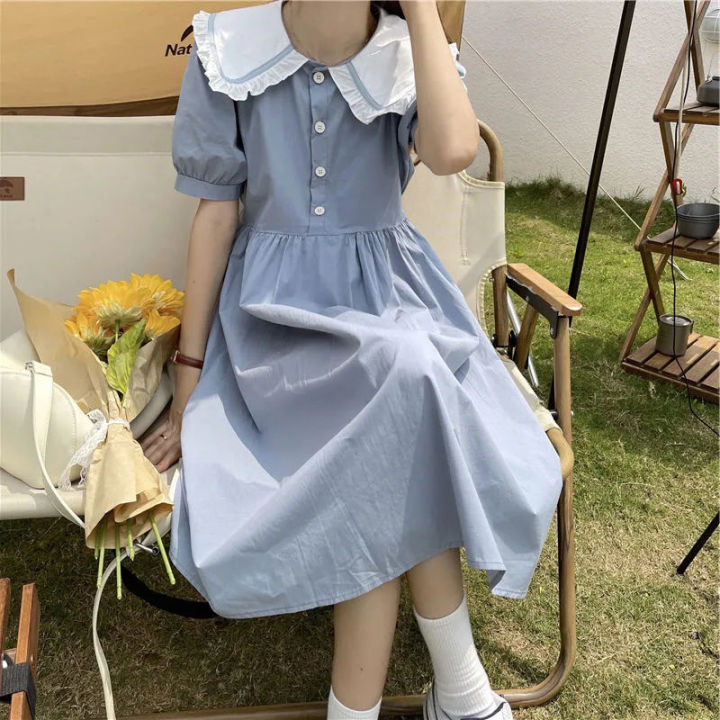 Summer%20New%20Sweet%20Retro%20Japanese%20Style%20Doll%20Collar%20Dress%20Female%20Students%20Korean%20Style%20Mid-Length%20All-MatchingaWord%20Dress%20-%20Image%209