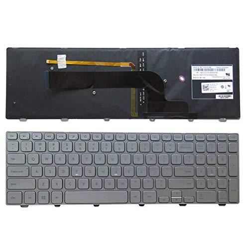 Dell Inspiron 15 7537 7000 laptop Keyboard 15-7000 Series 7537 Keyboard Backlit with SILVER FRAME English