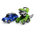 Electric Deform Dinosaur Automatically Turn Car Toy with Music Flashing LED Lights for Kids Gift Collection-Green. 