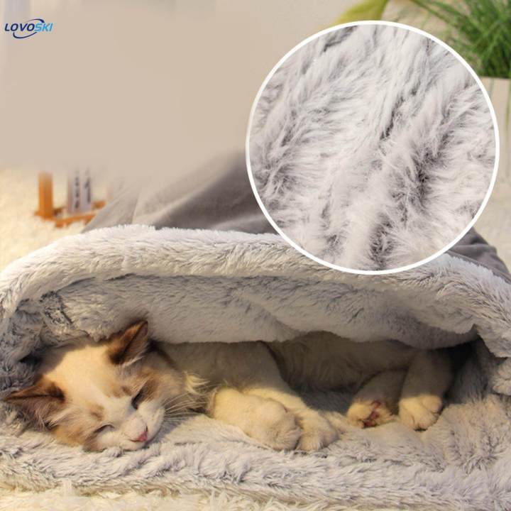 Cat Sleeping Bag Snooze Cat Half Covered Cave for Dog Puppy Pomeranian gray