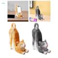 Cat Figurine Phone Resin Kitten Statue Desktop Ornament for Office Tabletop Bedroom. 