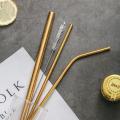 5PCS/Set Stainless Steel Straws Reusable Drinking Metal Straws. 