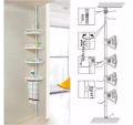 4-Tier Shower Caddy | Non-Drill Telescopic Bathroom Corner Shelf | Height Adjustable Floor to Ceiling Rack for Soap, Shampoo, Conditioner, Shower Gel | 92-306cm. 
