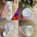 Water Bottle Small Daisy Transparent Plastic Frosted Water Bottle with Portable. 