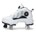 Internet Celebrity Skate Shoes Four-Wheel Heelys Male and Female Student Version Wheel Retractable the Skating Shoes Children Pulley Shoelace Wheel. 
