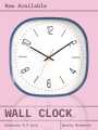 9.9 Inch Wall Clock Square Shape Silent Non-Ticking Quartz Movement Wall Hanging Clock Decorative Bedroom Living Room Modern Clock. 