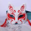 【NEW】 Foxes Mask Japanese Cosplay Rave Hand-Painted Anime Demon Slayer Half Face Cat Masks Masquerade Festival Party Cosplay Props. 
