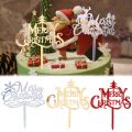 Birthday Cake Dessert Placard  Merry Christmas Cake Plug-In  Gold Silver Redxmas Merry Christmas Tree Pattern Decoration  Household Baking Accessories. 