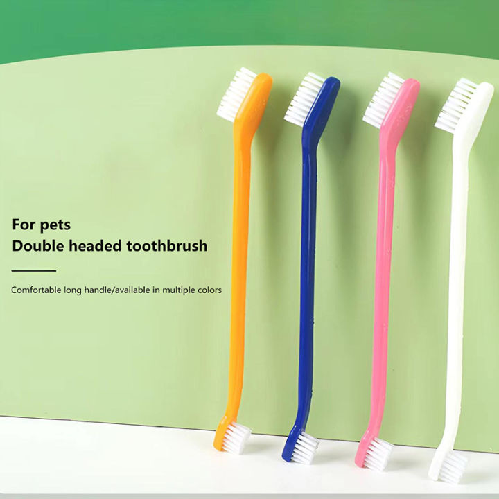 Double Headed Pet Teeth Cleaning Brushing Pet Toothbrush For Dogs And Cats Oral Cleaning Brush Care Products Tool Pet Supplies Cleaning tools YANXING