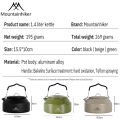 Mountainhiker 1.4L Camping Te-apot Outdoor Water Kettle Picnic Hiking Cookware Soup Boiling Te-a Pot Cof-fee Cup. 