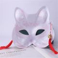 【NEW】 Foxes Mask Japanese Cosplay Rave Hand-Painted Anime Demon Slayer Half Face Cat Masks Masquerade Festival Party Cosplay Props. 
