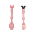 durableNew With bowl + spoon product wheat cartoon can DDF] 2P [3D41DCS/SET Infant feeding food ear love children's dishes baby meal. 