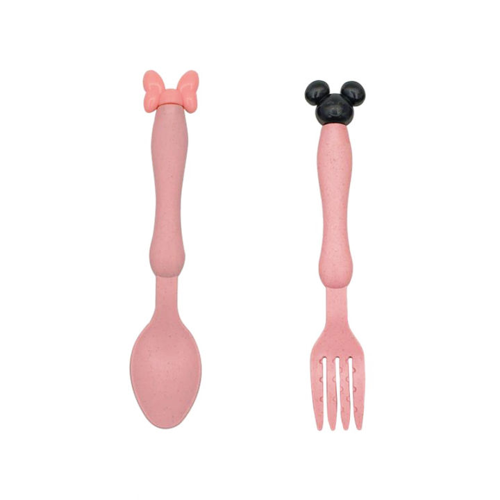 durableNew With bowl + spoon product wheat cartoon can DDF] 2P [3D41DCS/SET Infant feeding food ear love children's dishes baby meal