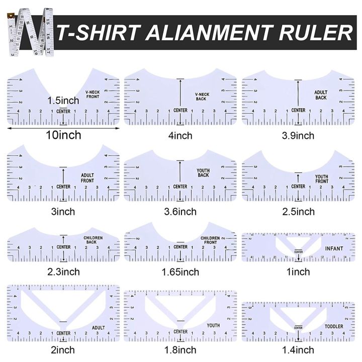 13%20Pieces%20T-Shirt%20Ruler%20Guide%20Set,T-Shirt%20Ruler%20Tool,DIY%20Printing%20Rulers%20for%20Heat%20Press%20T-Shirt%20Center%20Design%20-%20Image%204