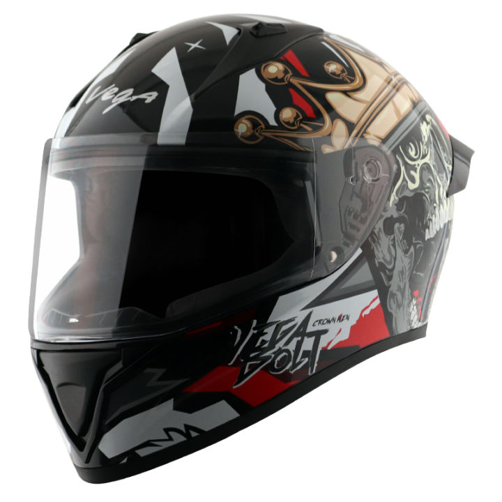 Vega Bolt Crown Men Full-Face Helmet (Black Red)