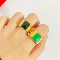 【Cheap】Jin Yi Cheng Jewelry Gold Plated Jewelry Cat's Eye Stone Green Black Treasure Ring Men's and Women's Gold Inlaid Jade Ring. 