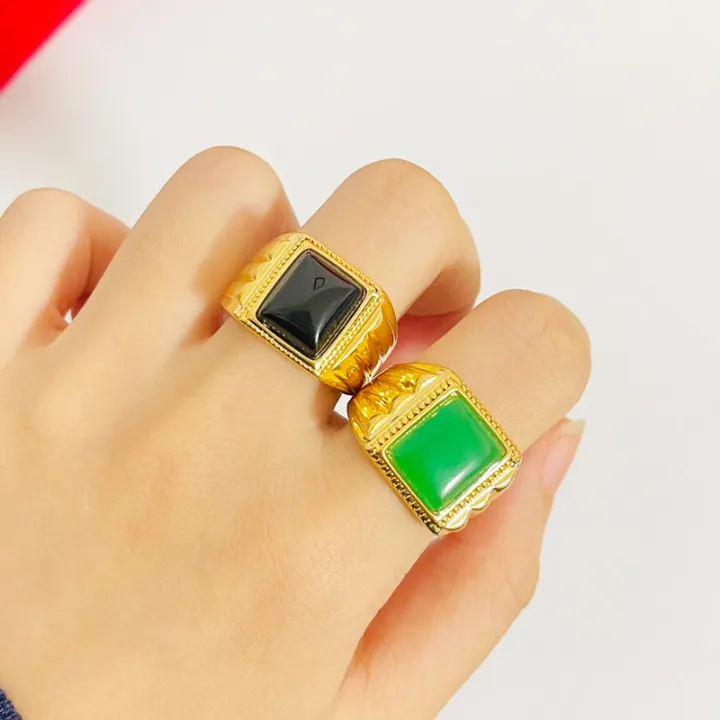 %E3%80%90Cheap%E3%80%91Jin%20Yi%20Cheng%20Jewelry%20Gold%20Plated%20Jewelry%20Cat's%20Eye%20Stone%20Green%20Black%20Treasure%20Ring%20Men's%20and%20Women's%20Gold%20Inlaid%20Jade%20Ring%20-%20Image%202