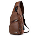 USB Charging Chest Bag With Headset Hole Men Multifunction Single Strap ChestBag. 