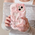 HOT Soft Fluffy Plush bowknot Cat Ears 3D Pearl Phone Case For iPhone 14 15 16 Plus 13 Pro Max 11 12 Warm Winter Furry Fur Cover. 