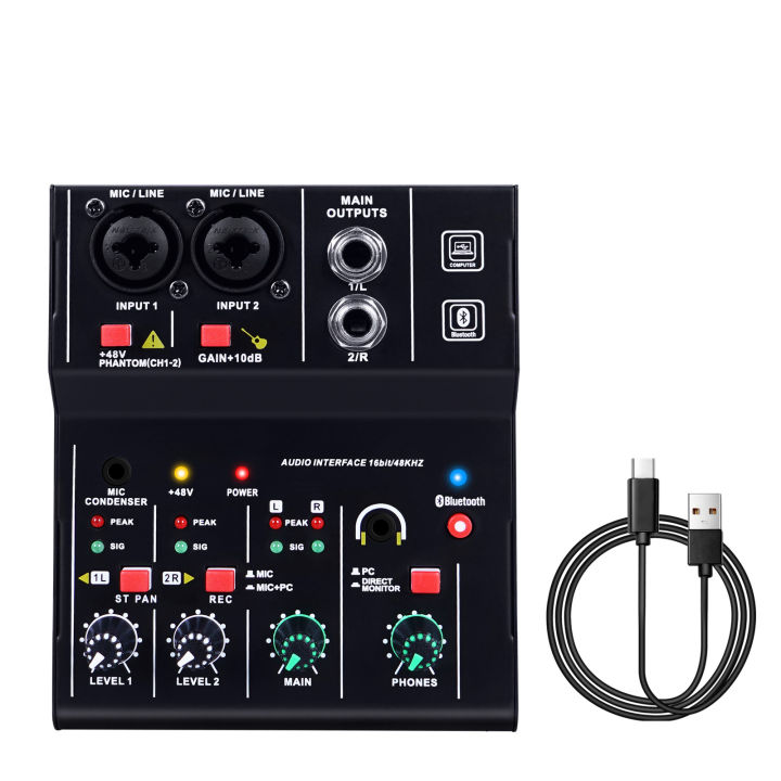 Mini Audio Mixer 2 Channels Portable Live Sound Card Board Console ...
