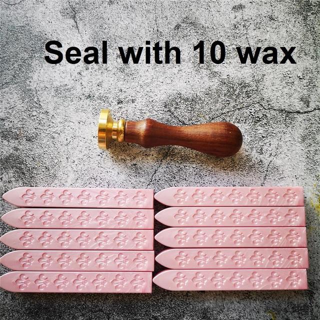 Personalized Seal Eign Customize Arabic Wedding Name Custom Image Wood Letterretro Stamp Logo Sealing Wax Language Invitation(Seal With 10 Wax)