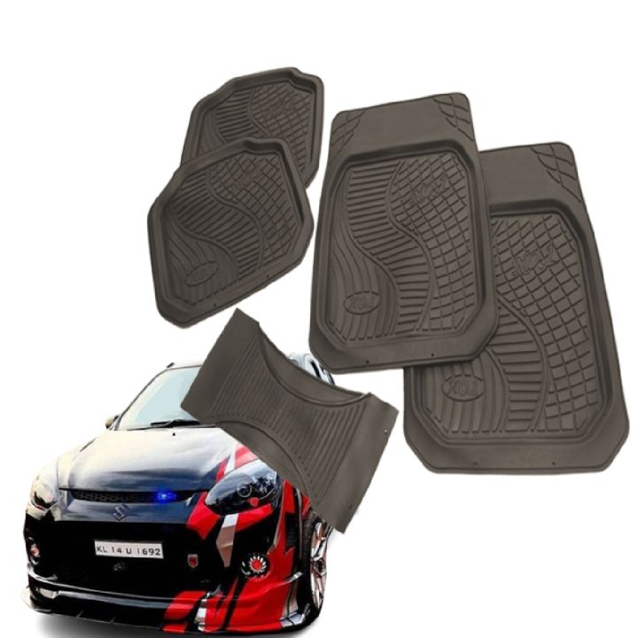 Universal Front And Rear Black Color Bucket Mats 5Pcs Full Carpet Set - No 1