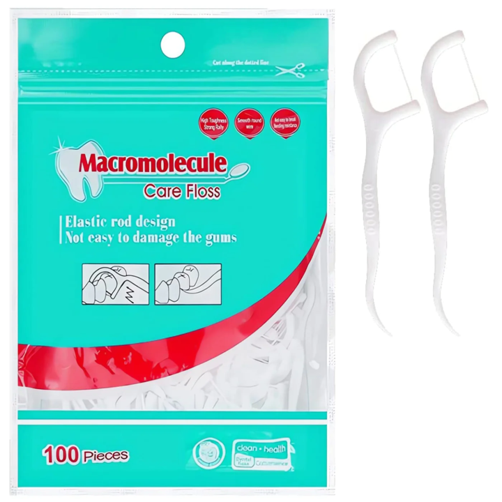 100pcs Macromolecule Dental Floss Picks, Professional Toothpick Dental Floss