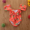 Yfashion Girls Cotton One-piece Swimsuit Cute Strawberry Printing Short Sleeves Quick-drying Swimwear For 1-6 Years Old Kids. 