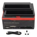 HDD Docking Station Dual Bay 480Mbps USB2.0 to SATA IDE Clone Function Hard Drive Reader for 2.5/3.5in 8TB SSD 100‑240V UK Plug. 