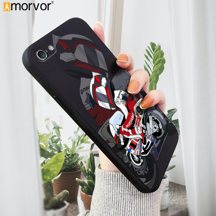 AMORVOR for iPhone 5S SE Back Cover Cartoon Motorcycle Soft