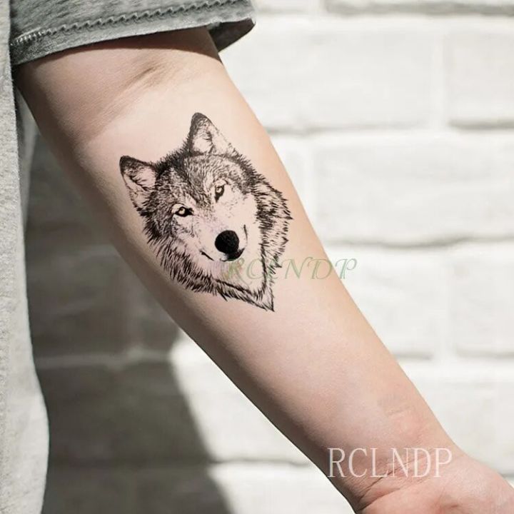 Waterproof Temporary Tattoo Sticker Wolf Wolves Head Animal Neck Wrist Foot Hand Flash Tatoo Tattoos for Men Women Kids
