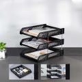 New Three-Layer File Rack Vertical Plastic A4 File Tray Stackable File Storage Rack for Home Office School. 