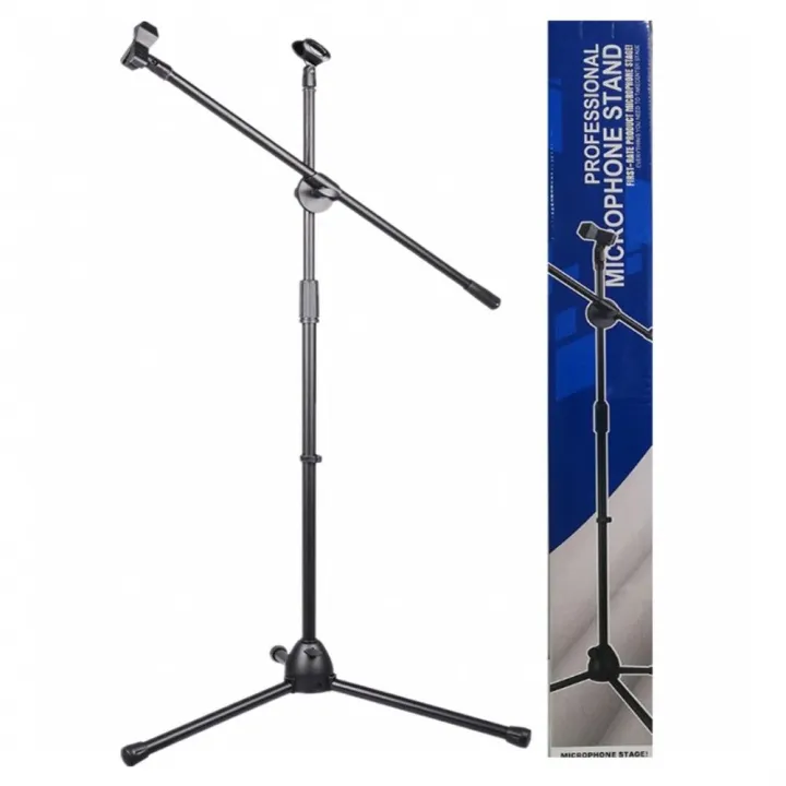 Microphone Stand Mic Stand Tripod Floor Stand Adjustable Mic Microphone Double Clip Holder Stage Microphone Stand