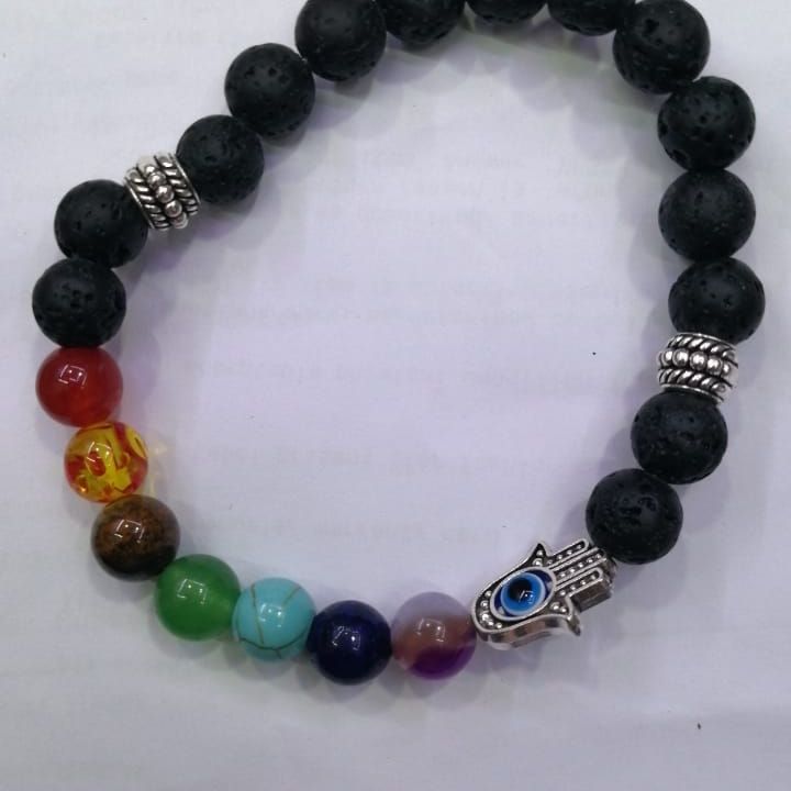 Blessaro Seven Chakra Healing Beaded Bracelet Natural Lava Stone Diffuser Bracelet At ₹ 99/piece | Beaded Bracelet In Julana | ID: 23468156688 - Foto 9