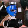 Boxing Headgear Grappling Lightweight Mma Protector Face Guard Boxing Blue Color M. 
