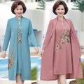 Mother-in-Law Wedding Clothes Mom Spring Clothes High-End Dress Female Summer Middle-Aged and Elderly Temperament Long Dress Western Style Two-Piece Suit. 