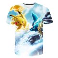 Pokemon Pikachu Mewtwo 3D Summer Fashion Cartoon T-shirt Anime Pokémon Hip-Hop Casual Children Short Sleeves Boys And Girls. 