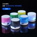 A9 LED Light Mini Bluetooth Speaker Memory Slot, USB & FM Radio. 