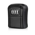 Key Box Wall Mounted Mini Key Safe Outdoor Key Box with Resettable 4-Digit Numeric Code Waterproof Key Box (Black). 