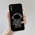 TA for Samsung Galaxy M02 A02 Back Cover Creative Cute Astronaut Folding Bracket Luxury 6D Plating Case Soft Silicone Square Phone Cases. 