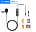 BOYA BY-M1 Lavalier Microphone with 6M Cable and Clip-on Functionality, Wired 3.5mm Condenser Mic for High-Quality Audio on YouTube, Vlogs, and Streaming. 