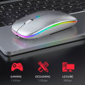 【FOOT SOFA】  Wireless Silent Mouse Bluetooth+2.4G Wireless USB Rechargeable With Power Display RGB LED Mice USB Optical Mouse For PC Laptop. 