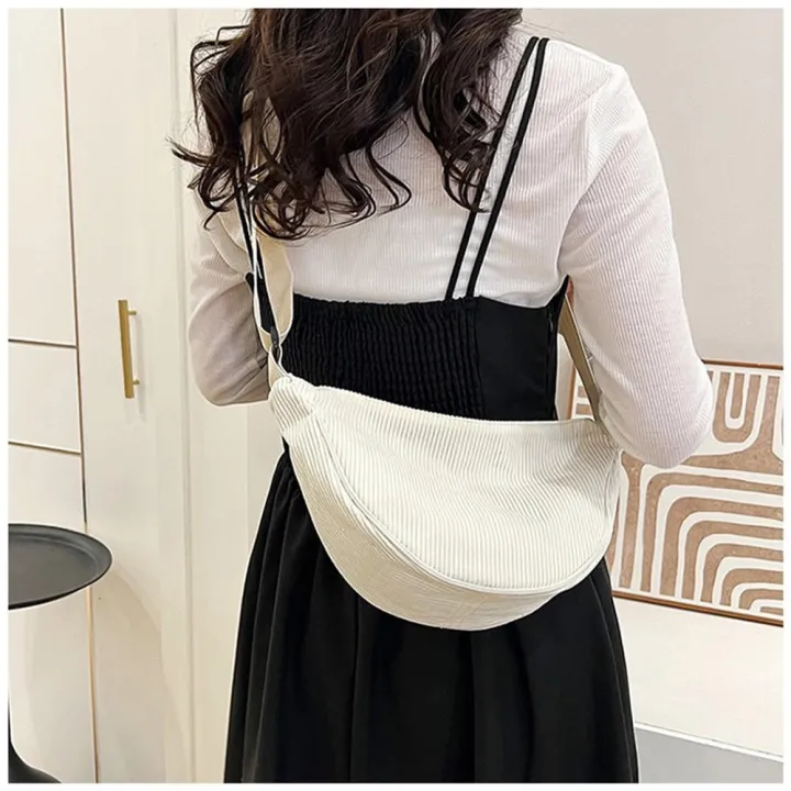 High%20Original%20Quality%20Korean%20Dumpling%20Corduroy%20Shoulder%20Bag%20Sling%20Bag%20Women%20Simple%20Belt%20Bag%20-%20Image%203