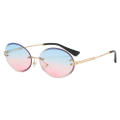 Texture Oval Sunglasses Elegant Look Retro Style Lightweight Rimless Sunglasses Oval Shaped Rimless Design Women's Sunglasses for Casual Wear Summer Accessory Street Fashion Ladies Eyewear Sun. 