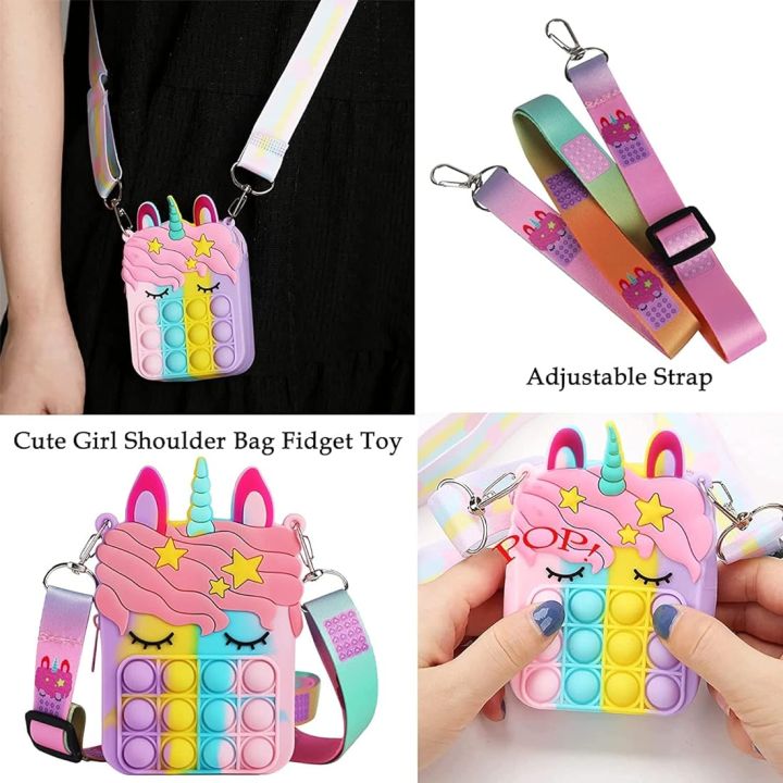 Pop it Rainbow Bags for Girls Fidget Toys Purse Women, Pop It Bag for Girls, Sling Bags for Girls Or Popit Bag, Pop It Purse for Girls Or Kids Sling Bag, Popet Bag Puppet Poppet Bag See less