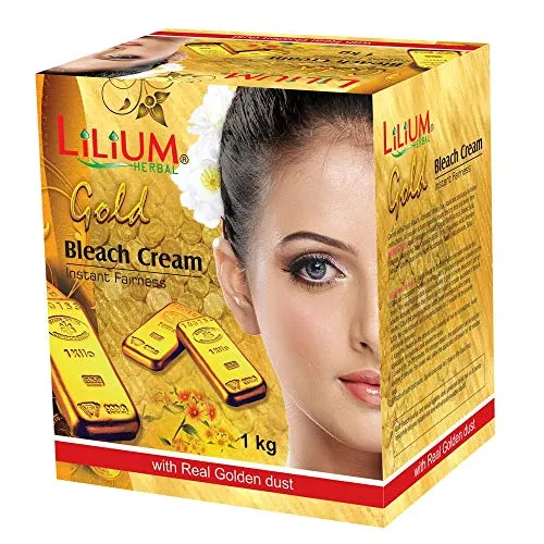 Lilium Herbal Gold Instant Fairness Bleach Cream; with real Golden dust 1 Kg (FROM INDIA)SAB