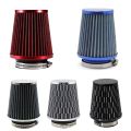 【Red】 Universal Car Air Filter 76mm 3 Inch H:90mm High Car Cold Air Filter Aluminum Non-woven Fabric Rustproof. 